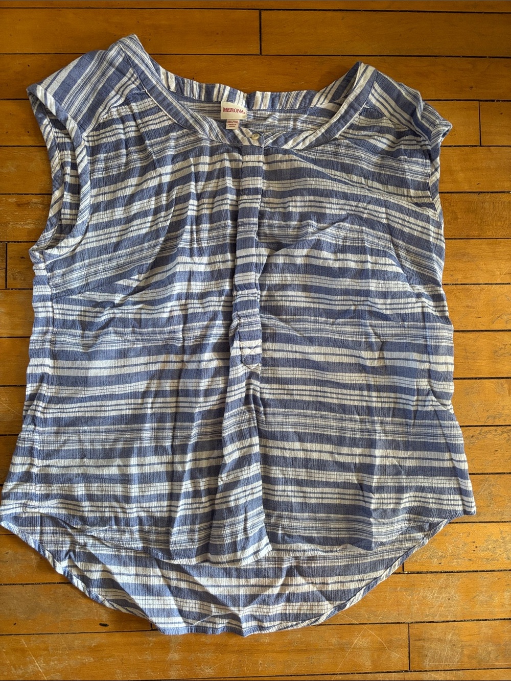 EUCBlue Stripe Sleeveless Button-Front Top